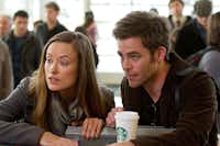 Sam (Chris Pine) and his girlfriend (Olivia Wilde) travel to Los Angeles after his father’s death in “People Like Us.”DreamWorks