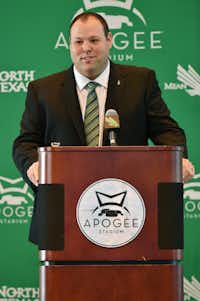 Wren Baker said today that the biggest cost in college athletics is a program that is not successful. He brought on former Arkansas State coach Grant McCasland to turn UNT's program around.DRC file photo