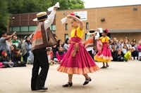 Children from the Rayzor Elemetary Ballet Folklorico danced on the Festival Stage during the Denton Arts and Jazz Festival