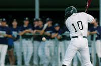 Guyer senior Collin Walding (10) is hit by a pitch with the bases loaded against Keller, Tuesday, April 17, 2012, in Denton,David Minton
