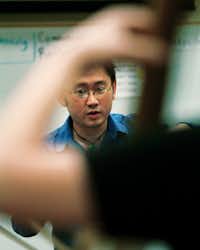 Artistic director Jason Lim conducts the Odysseus Chamber Orchestra, a newly-formed professional, nonprofit chamber orchestra, during their practice at Calhoun Middle School, Tuesday, May 1, 2012 in Denton, TX.David Minton