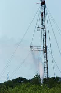 Vapor shoots from a natural gas well owned by Eagle Ridge Operating LLC in the 600 block of Jim Christal Rd near Denton Enterprise Airport, Friday, April 19, 2013, in Denton, TX. David Minton/DRCDavid Minton - DRC