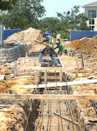 Forms are set Monday for a temporary facility at Avenue C and Chestnut Street.Al Key - DRC