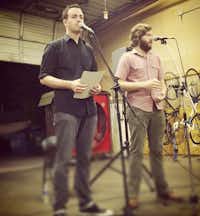 Bach Norwood (in blue shirt) and Eric Pulido (in pink) sing “Hideous as Me,” about a two-headed monster with a tender heart.Lucinda Breeding